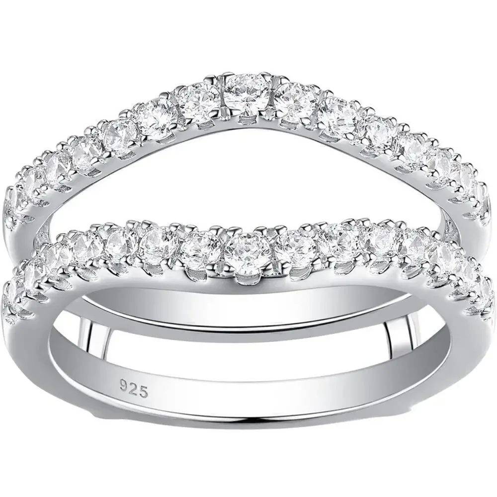 Moissanite Diamond Enhancer Ring Guard Wedding Band Anniversary 925 18k Size 9